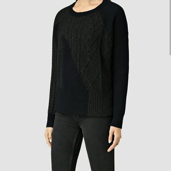 ALL Saints Cable Knit Link Jumper Wool Blend Sweater Size Medium - Picture 1 of 12